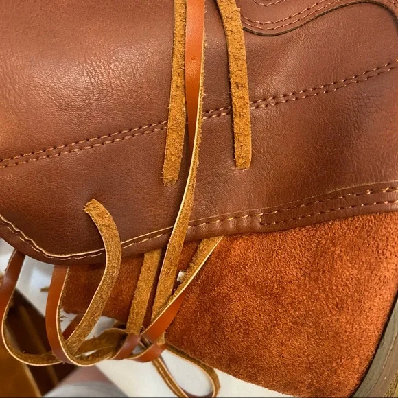 Boutique cognac western boots. Sz 6.5 Leather wraps faux leather and sue… - Picture 6 of 14